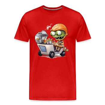 Camionneur de snacks extraterrestres - T-shirt bio Premium Homme - rouge - Devant - Damien (186cm)