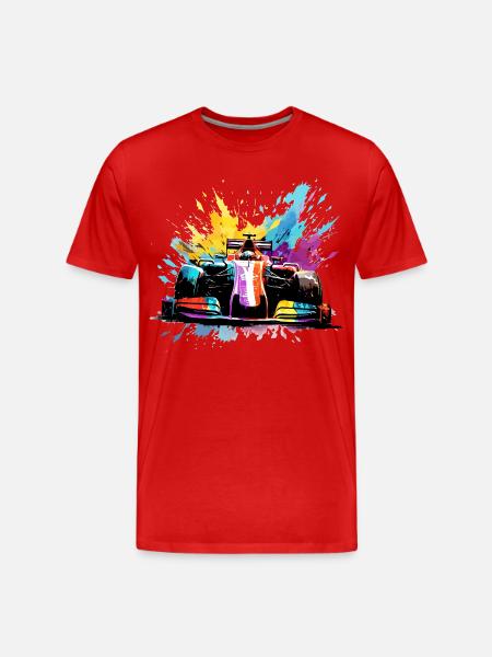 Raceauto Snelheid Kleurrijke Splash Art Racer - Mannen premium biologisch T-shirt - rood