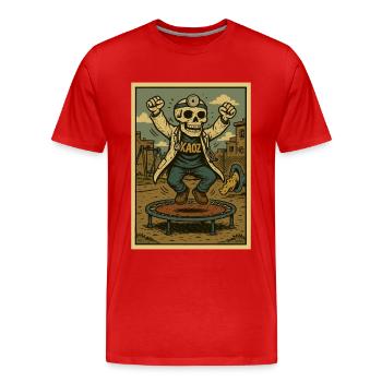 Skeleton Doctor on Trampoline - Men's Premium Organic T-Shirt - red - Front - Damien (186cm)