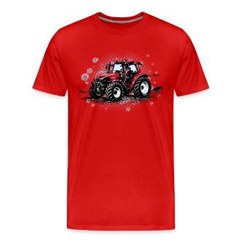 Roter Traktor – Vintage Halftone Trekker - Männer Premium Bio T-Shirt - Rot - Vorne - Damien (186cm)
