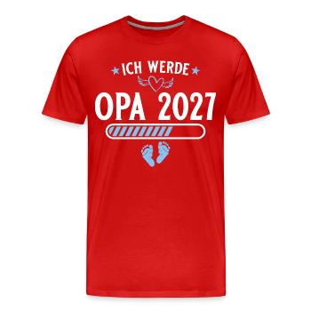 Ich werde Opa 2027 – Schwangerschaft Verkündung - Männer Premium Bio T-Shirt - Rot - Vorne - Damien (186cm)