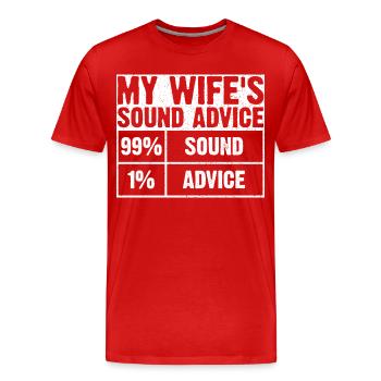 Le t-shirt graphique Sound Advice de ma femme - T-shirt bio Premium Homme - rouge - Devant - Damien (186cm)