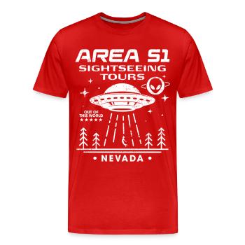 Visites touristiques de la zone 51 - T-shirt bio Premium Homme - rouge - Devant - Damien (186cm)