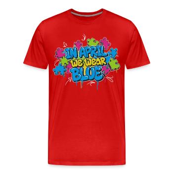 In April We Wear Blue - Männer Premium Bio T-Shirt - Rot - Vorne - Damien (186cm)