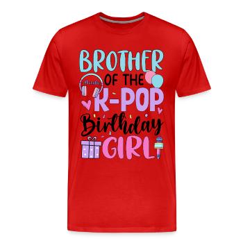 Frère de la fille d’anniversaire de K Pop - T-shirt bio Premium Homme - rouge - Devant - Damien (186cm)