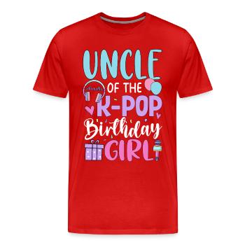 Oncle de la fille d’anniversaire de K Pop - T-shirt bio Premium Homme - rouge - Devant - Damien (186cm)