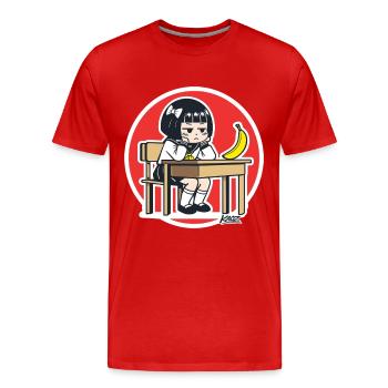 Schreibtischgebundene, gelangweilte Studentenbanane - Männer Premium Bio T-Shirt - Rot - Vorne - Damien (186cm)