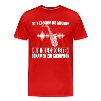 Saxophonist Coole Musiker spielen Saxophon - Männer Premium Bio T-Shirt - Rot - Vorne - Damien (186cm)