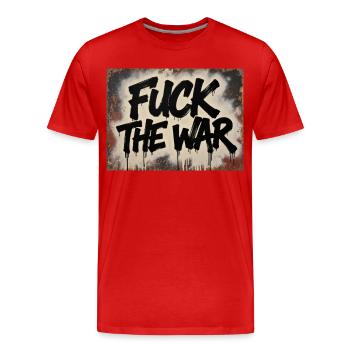 SCHEISS AUF DEN KRIEG - Männer Premium Bio T-Shirt - Rot - Vorne - Damien (186cm)