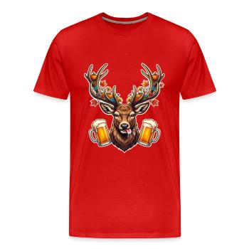 Motif de bière en bois de bois - T-shirt bio Premium Homme - rouge - Devant - Damien (186cm)