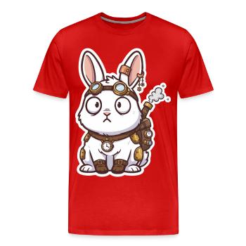 Steampunk Bunny Messenger Backpack Steam - Men's Premium Organic T-Shirt - red - Front - Damien (186cm)