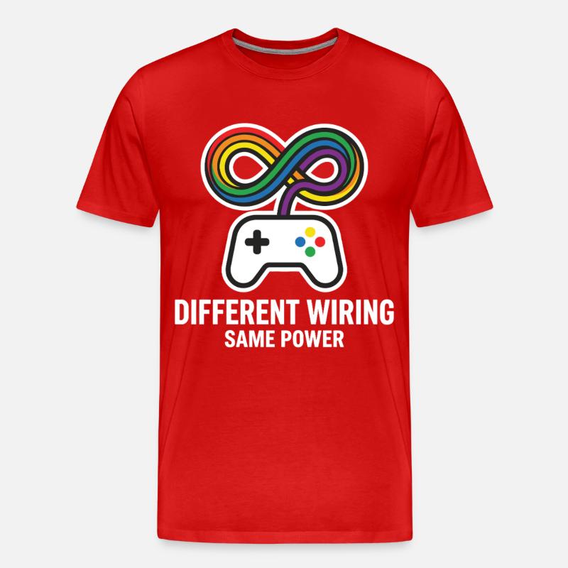 Different Wiring Same Power Gaming Motiv - Männer Premium Bio T-Shirt - Rot
