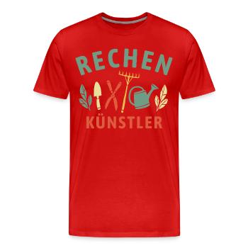 Rechen Künstler - Retro Gärtner Natur - Männer Premium Bio T-Shirt - Rot - Vorne - Damien (186cm)