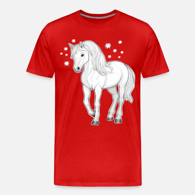 Pferd mit Sternen - Männer Premium Bio T-Shirt - Rot