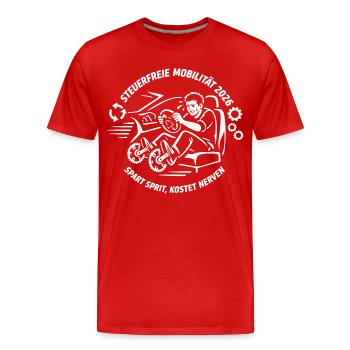 Steuerfreie Mobilität 2026 Spart Sprit - Männer Premium Bio T-Shirt - Rot - Vorne - Damien (186cm)