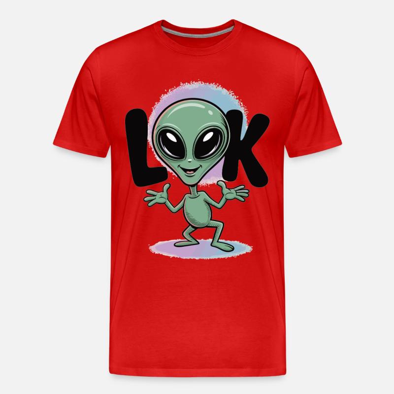 T-shirt aliena Look Comic Space - Maglietta ecologica premium da uomo - rosso