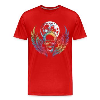 Skull T-Shirt Moon Wings Skull Rock Style - Men's Premium Organic T-Shirt - red - Front - Damien (186cm)