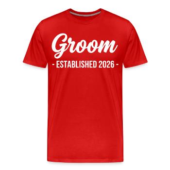 Groom 2026 Wedding Anniversary - Men's Premium Organic T-Shirt - red - Front - Damien (186cm)