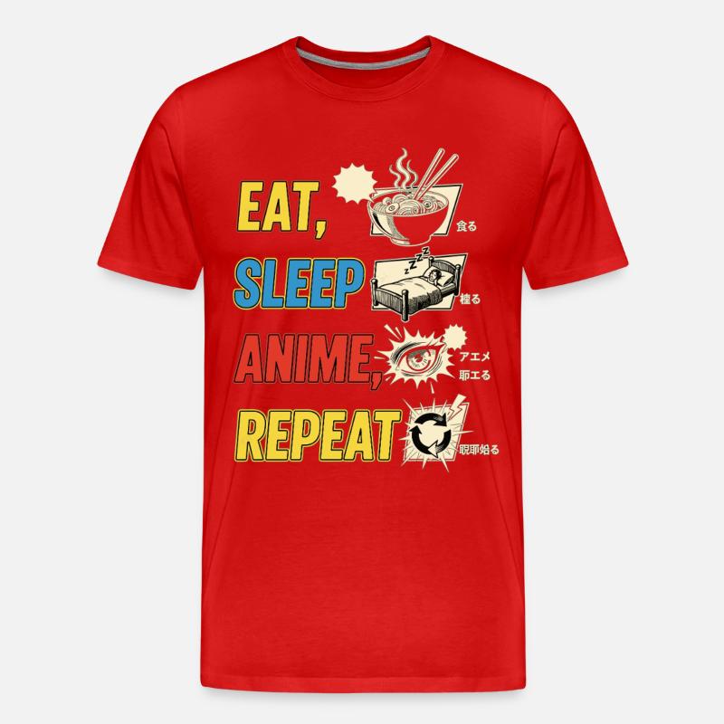 MANGER DORMIR ANIME RÉPÉTER - T-shirt bio Premium Homme - rouge