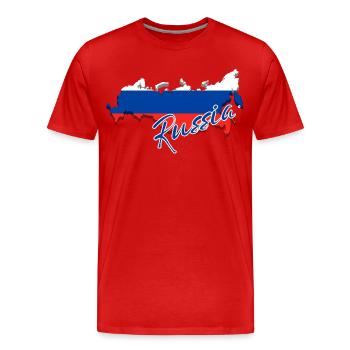 Carte avec le drapeau de la Russie, j’adore la Russie - T-shirt bio Premium Homme - rouge - Devant - Damien (186cm)