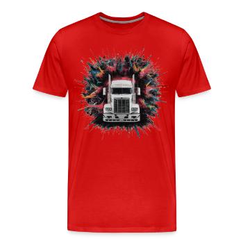 Druck von Fracht-Sattelanhänger - Männer Premium Bio T-Shirt - Rot - Vorne - Damien (186cm)