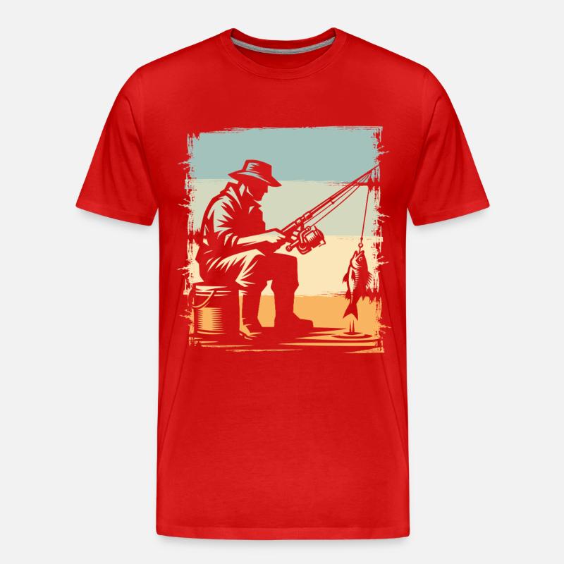 Fischer am Meeresufer im Retrostil - Männer Premium Bio T-Shirt - Rot