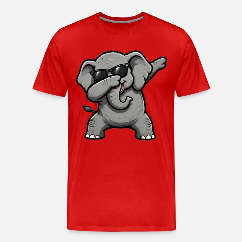 Dabbing Elefant - Männer Premium Bio T-Shirt - Rot