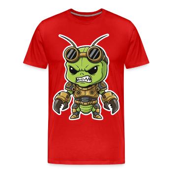 Extraterrestre Steampunk Guerrier Armure Laiton - T-shirt bio Premium Homme - rouge - Devant - Damien (186cm)