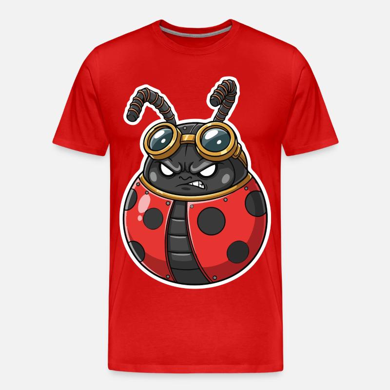 Steampunk Ladybug Rot und Chromrüstung - Männer Premium Bio T-Shirt - Rot