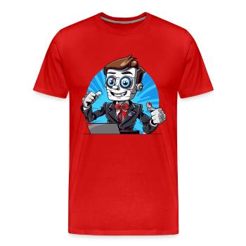 Robot streamer in a suit - Men's Premium Organic T-Shirt - red - Front - Damien (186cm)