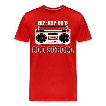 Hip Hop 90s Old School DJ Vinyl - Men's Premium Organic T-Shirt - red - Front - Damien (186cm)