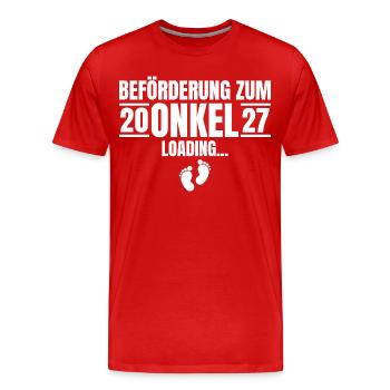 Beförderung zum Onkel 2027 Loading - Männer Premium Bio T-Shirt - Rot - Vorne - Damien (186cm)