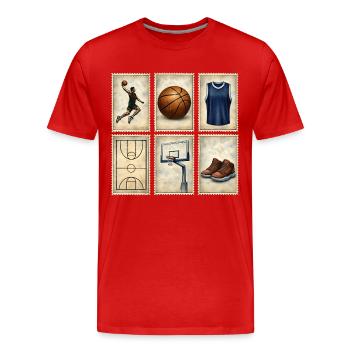 Vintage Basketball Stamps Collection - Men's Premium Organic T-Shirt - red - Front - Damien (186cm)