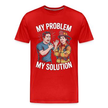 Fire Lieutenant My Problem My Pictogram Mom Dad - Men's Premium Organic T-Shirt - red - Front - Damien (186cm)
