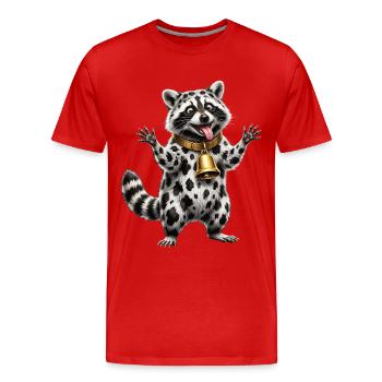 Lustiges Mischlings-Waschbär-Kuh-Muster - Männer Premium Bio T-Shirt - Rot - Vorne - Damien (186cm)