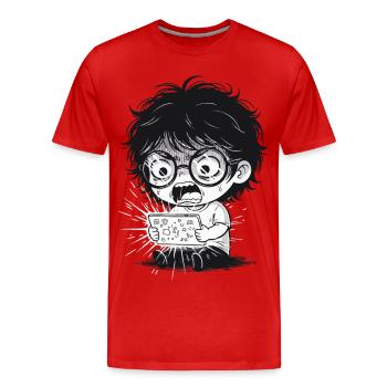 Enfant Colère Tablette Cri Numérique - T-shirt bio Premium Homme - rouge - Devant - Damien (186cm)