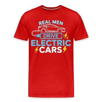 Electric Car T-Shirt Men's Gift - Men's Premium Organic T-Shirt - red - Front - Damien (186cm)