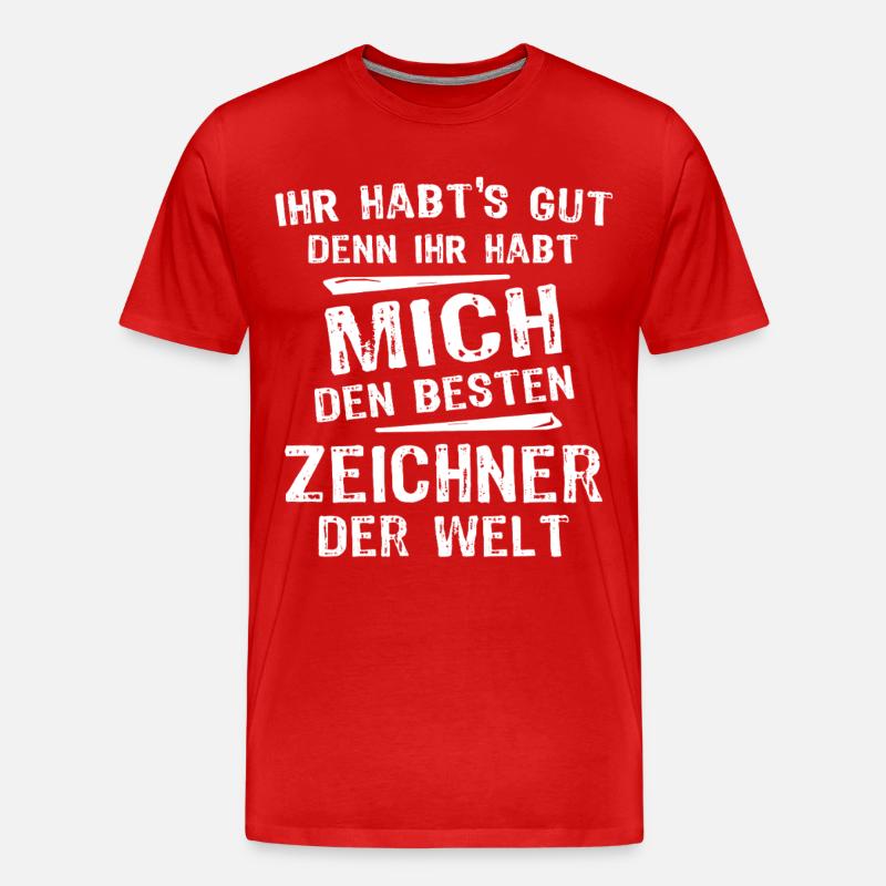 Zeichner - Männer Premium Bio T-Shirt - Rot
