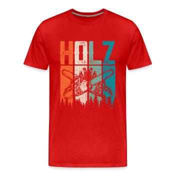 Scie à tronçonneuse Conception rétro - T-shirt bio Premium Homme - rouge - Devant - Damien (186cm)