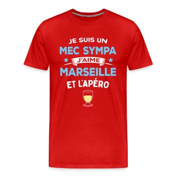 Mec Sympa Marseille Apéro Humour Cadeau - T-shirt bio Premium Homme - rouge - Devant - Damien (186cm)