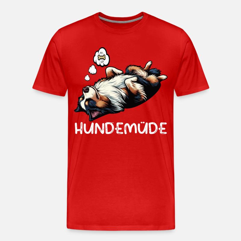 Hundemüde Australian Shepherd Aussie Aussiehalter - Männer Premium Bio T-Shirt - Rot