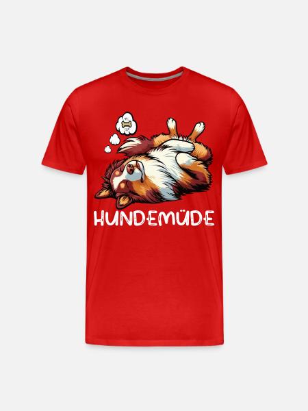 Hundemüde Australian Shepherd Aussie Aussiehalter - Männer Premium Bio T-Shirt - Rot