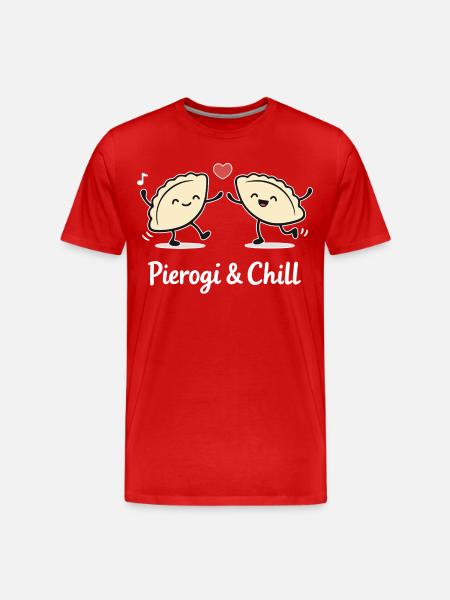 Pierogi & Chill: Rolig dansande Pierogies Polska - Organic T-shirt Ekologisk premium-T-shirt herr - röd