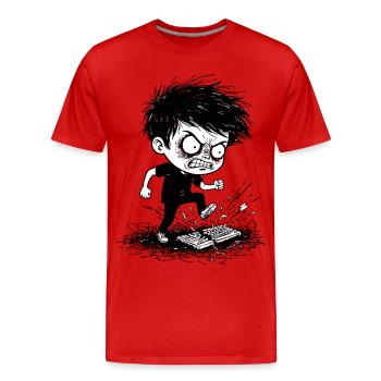 Gamer Anger Broken Keyboard Manga Black Blan - Men's Premium Organic T-Shirt - red - Front - Damien (186cm)
