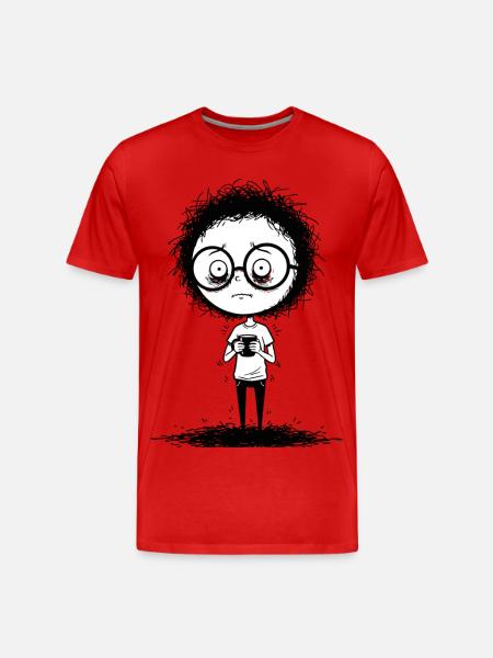 Shy gamer with glasses, expressive face - Men's Premium Organic T-Shirt - red