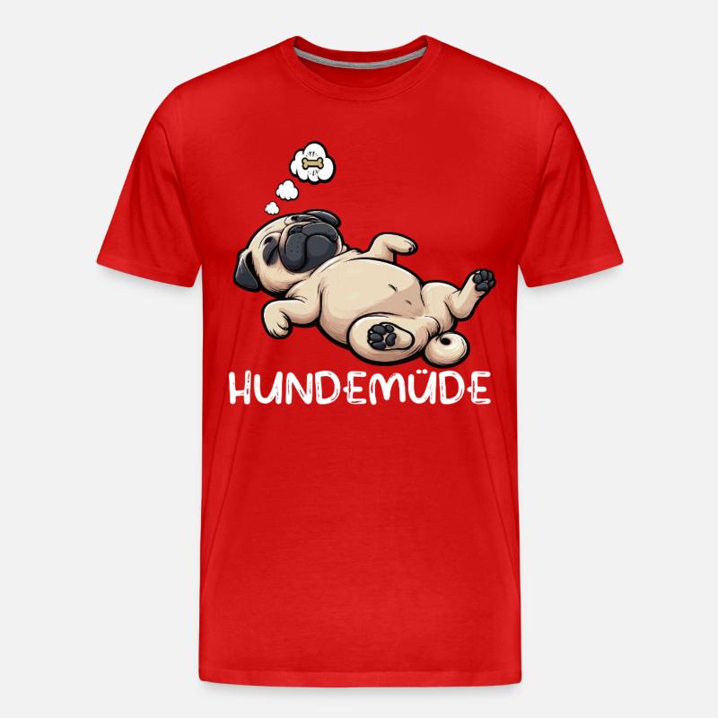 Hundemüde Mops Möpse Mopsbesitzer Mopsliebhaber - Männer Premium Bio T-Shirt - Rot