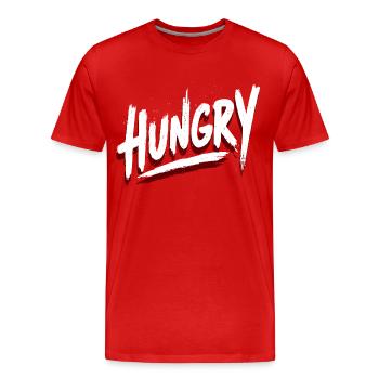 Hungry Brush Schrift – Streetwear Stil - Männer Premium Bio T-Shirt - Rot - Vorne - Damien (186cm)