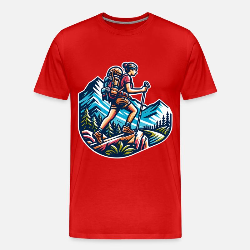 Bergsteigerin - Männer Premium Bio T-Shirt - Rot