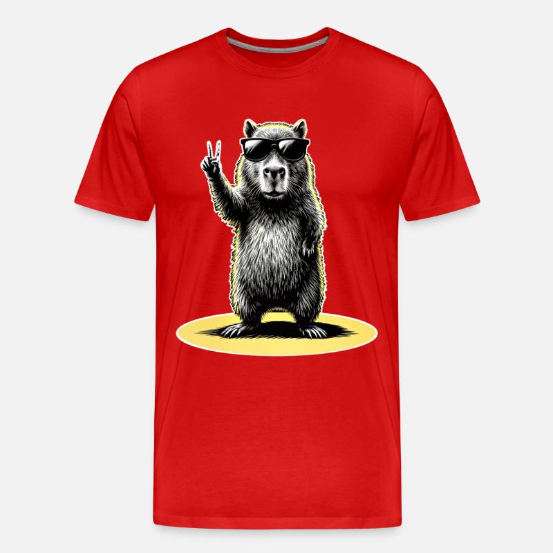 Capybara Peace - Männer Premium Bio T-Shirt - Rot