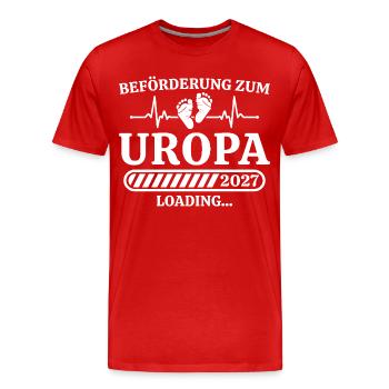 Uropa 2027 Loading – Geschenk Schwangerschaft - Männer Premium Bio T-Shirt - Rot - Vorne - Damien (186cm)
